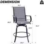 Set of 2 Swivel Outdoor Bar Stools with Textilene Fabric - 360 Rotation, All-Weather Ergonomic Design, Perfect for Balcony and Patio