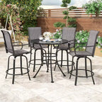 Set of 2 Swivel Outdoor Bar Stools with Textilene Fabric - 360 Rotation, All-Weather Ergonomic Design, Perfect for Balcony and Patio