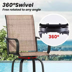 Set of 2 Swivel Outdoor Bar Stools with Textilene Fabric - 360 Rotation, All-Weather Ergonomic Design, Perfect for Balcony and Patio