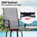 Set of 2 Swivel Outdoor Bar Stools with Textilene Fabric - 360 Rotation, All-Weather Ergonomic Design, Perfect for Balcony and Patio