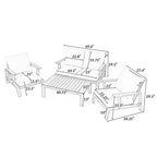 Ensemble de 4 pièces de sièges rembourrés d'extérieur en bois d'acacia au design rustique à lattes Doris de Scott Living