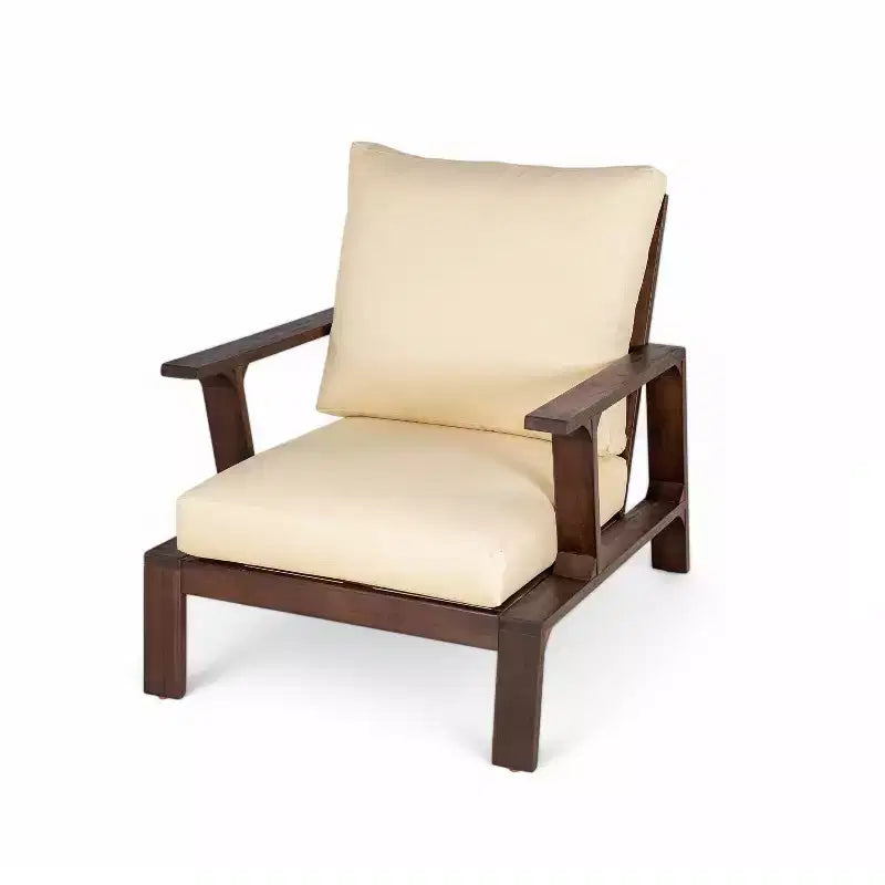 Ensemble de 4 pièces de sièges rembourrés d'extérieur en bois d'acacia au design rustique à lattes Doris de Scott Living