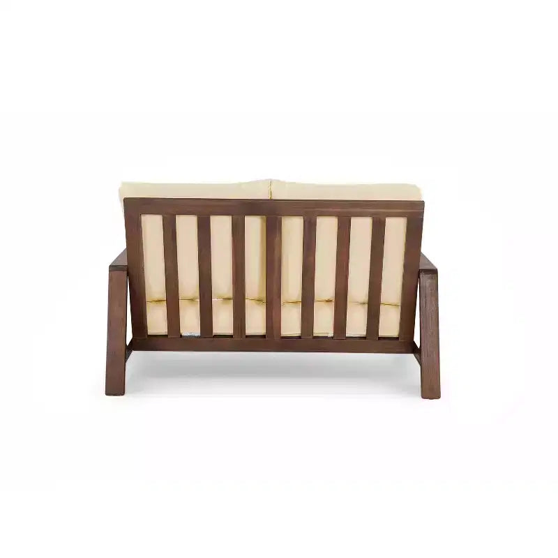 Ensemble de 4 pièces de sièges rembourrés d'extérieur en bois d'acacia au design rustique à lattes Doris de Scott Living
