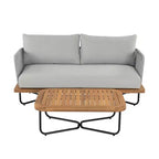 Christopher Knight Home Ofra Ensemble de chaises de jardin tressées en corde, acacia et fer, avec 7 coussins résistants à l'eau