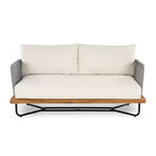 Christopher Knight Home Ofra Ensemble de chaises de jardin tressées en corde, acacia et fer, avec 7 coussins résistants à l'eau