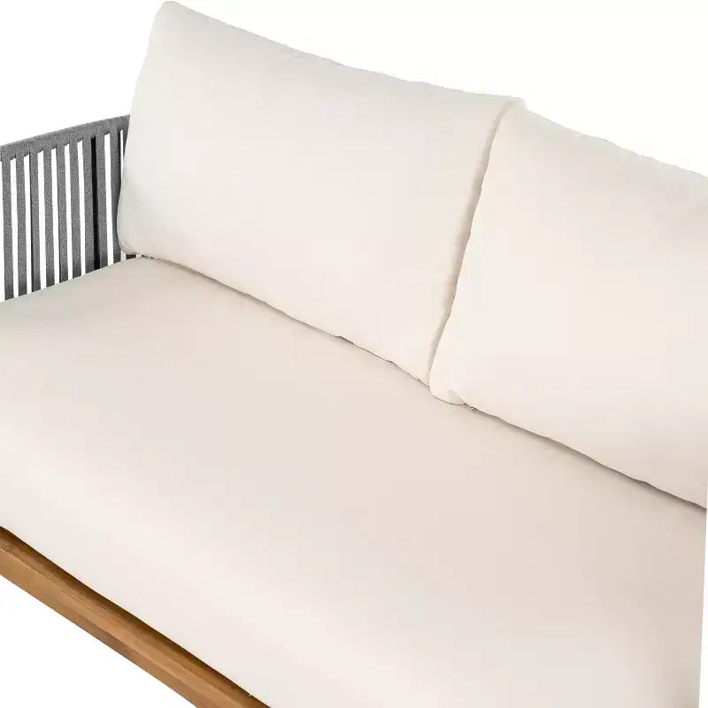 Christopher Knight Home Ofra Ensemble de chaises de jardin tressées en corde, acacia et fer, avec 7 coussins résistants à l'eau