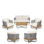 Christopher Knight Home Galen, ensemble de 6 meubles d'extérieur tissés en corde avec structure en acacia et fer, et assise rembourrée