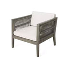 Christopher Knight Home Yan Ensemble de chaises de patio 4 pièces en bois d'acacia tressé avec coussin résistant à l'eau