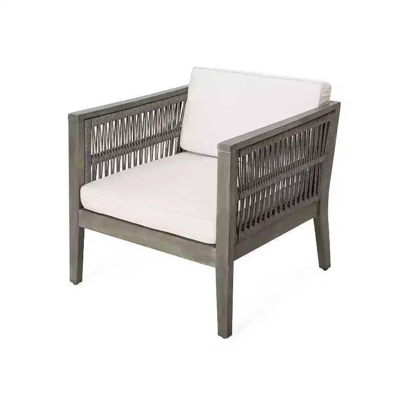 Christopher Knight Home Yan Ensemble de chaises de patio 4 pièces en bois d'acacia tressé avec coussin résistant à l'eau
