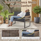 EROMMY 4pcs Modern Metal Patio Furniture Set, All-Weather Outdoor Conversation Set with Removable Washable Cushions & PE Woven Rattan