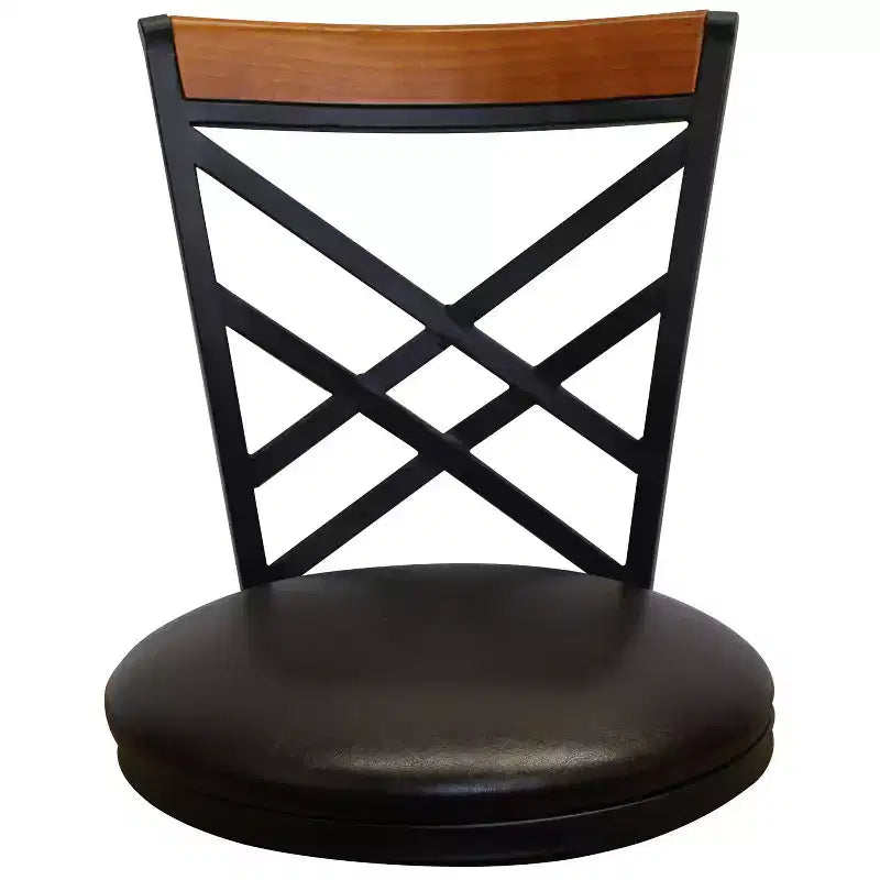eHemco Swivel Metal Kitchen Counter Barstool with Double X Back Upholstered Faux Leather Seat, Espresso and Black, Set of 2