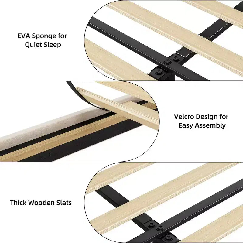 Whizmax Bed Frame with 2 Storage Drawers, Upholstered Platform Bed Frame with Storage Headboard, Mattress Foundation with Solid Wooden Slats Support