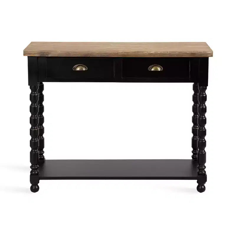 Kate and Laurel Rutledge Console Table with Storage, 40x14x33, Black