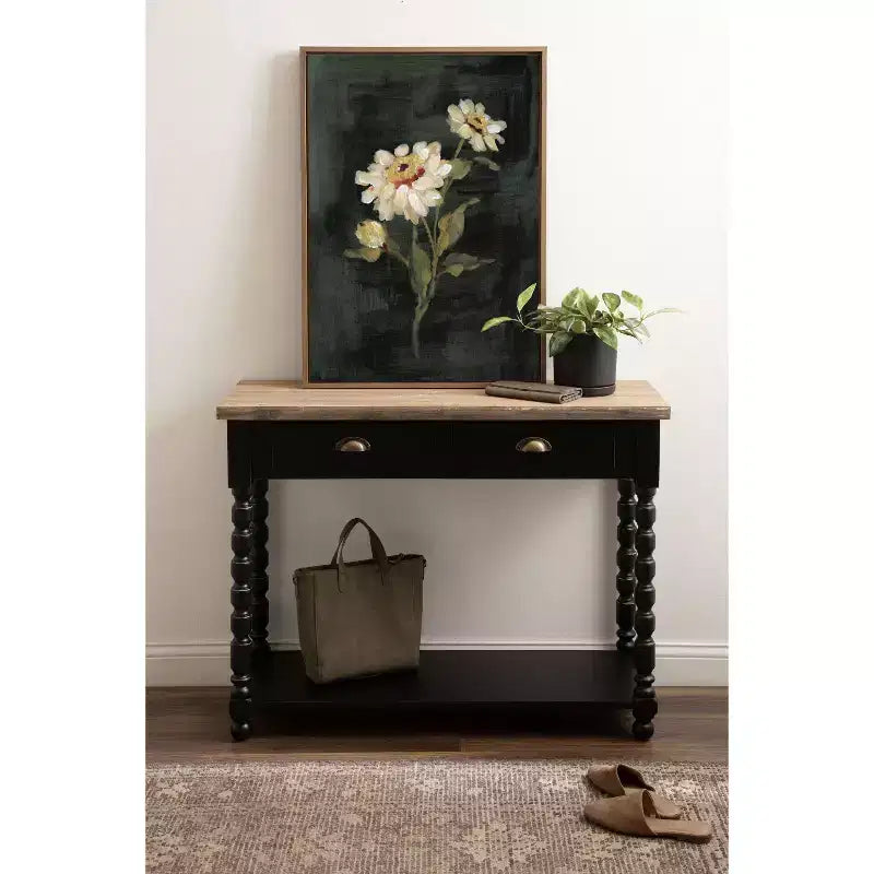 Kate and Laurel Rutledge Console Table with Storage, 40x14x33, Black