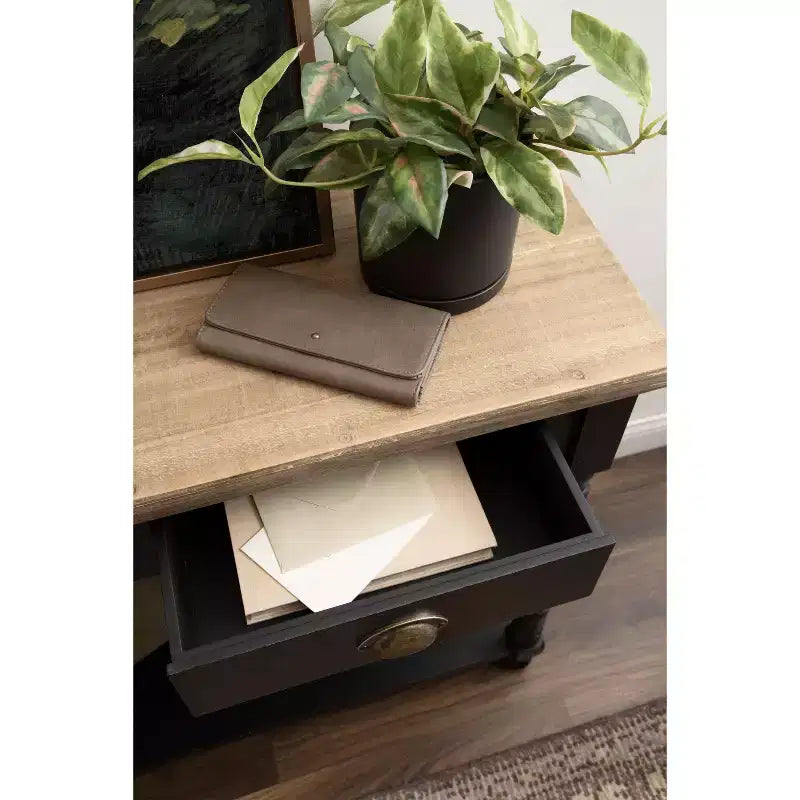 Kate and Laurel Rutledge Console Table with Storage, 40x14x33, Black