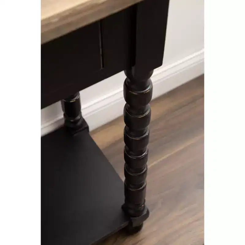 Kate and Laurel Rutledge Console Table with Storage, 40x14x33, Black