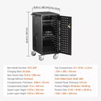 VEVOR Laptop Cart, 20 Device Mobile Charging Cart, Up to 15.6 in Screen Size, Office and Classroom Mobile Charging Cart, for Chromebook