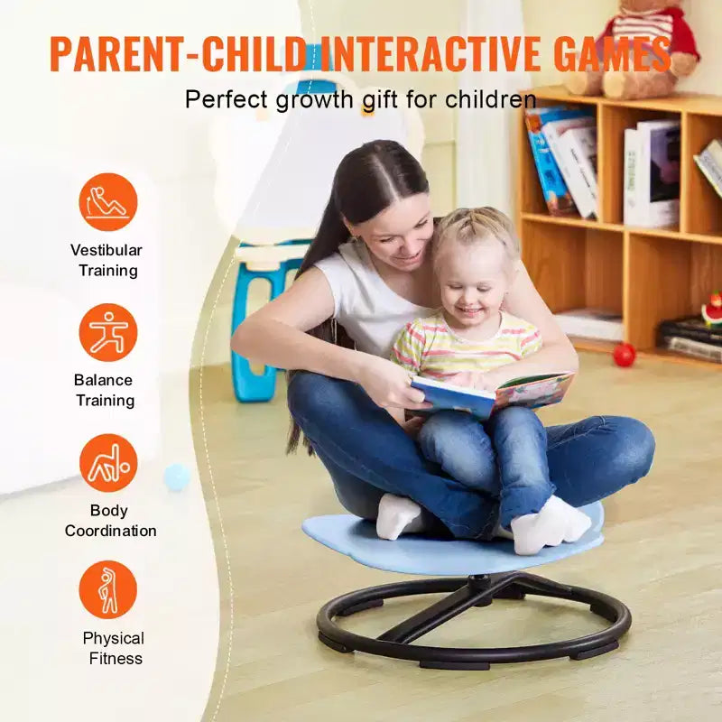 VEVOR Elephant Kids Swivel Chair, 220 LBS Capacity, 360 Spinning Chair, Autistic Kids Sensory Toy Chair with Non-Slip Metal Base, Blue