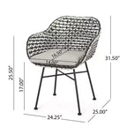Christopher Knight Home Gulley Outdoor Wicker 3 Piece Chat Set with Cushion, White/Black