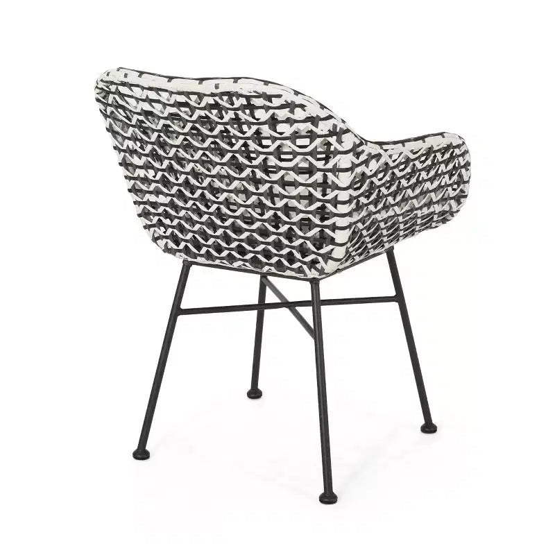Christopher Knight Home Gulley Outdoor Wicker 3 Piece Chat Set with Cushion, White/Black