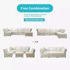 Canapé d'angle modulable en U/L Mjkone avec pouf, canapé-lit réversible moderne et surdimensionné convertible