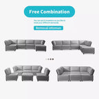 Canapé d'angle modulable en U/L Mjkone avec pouf, canapé-lit réversible moderne et surdimensionné convertible