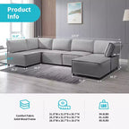 Canapé d'angle modulable en U/L Mjkone avec pouf, canapé-lit réversible moderne et surdimensionné convertible