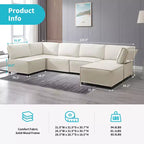 Canapé d'angle modulable en U/L Mjkone avec pouf, canapé-lit réversible moderne et surdimensionné convertible