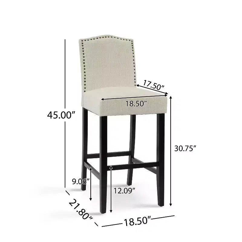 Set of 2 Bar Stool Counter Height Stool Dining Chair Pub Kitchen Stool, PU Leather Upholstered -ModernLuxe