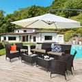 Costway 8PCS Rattan Patio Furniture Set Cushioned Sofa Chair Mix Brown