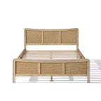 Christopher Knight Home Odila Lit plateforme bohème en bois avec tête de lit incurvée en rotin à hauteur réglable