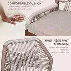 Tabourets de bar en rotin, lot de 2 chaises de bar d'extérieur avec dossier et cadre en aluminium, finition naturelle