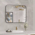 Wall Bathroom Mirror  Black Frame, Moisture-Resistant & Shatter-Safe Design (Horizontal/Vertical)