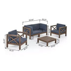 Christopher Knight Home Brava Outdoor Acacia Wood 4 Seater Chat Set with Cushions