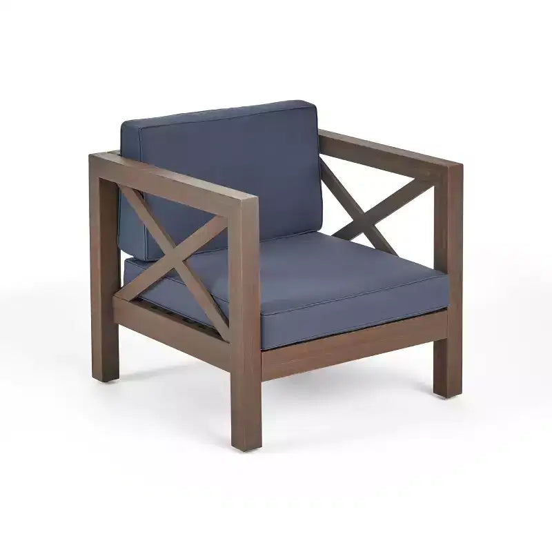 Christopher Knight Home Brava Outdoor Acacia Wood 4 Seater Chat Set with Cushions