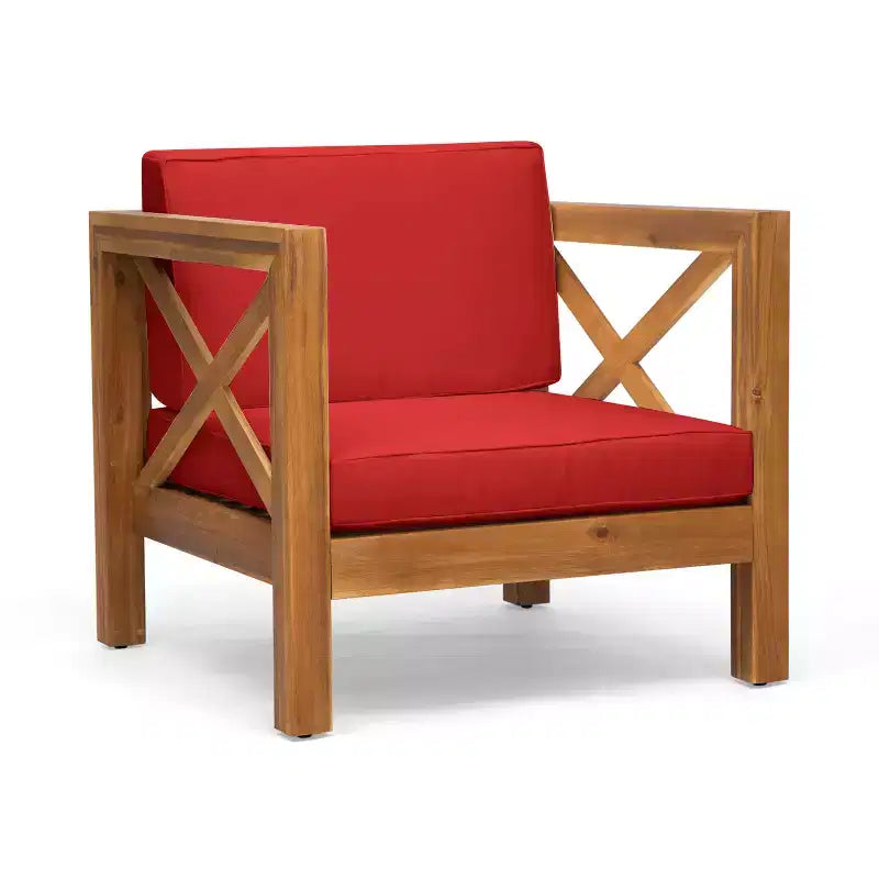 Christopher Knight Home Brava Outdoor Acacia Wood 4 Seater Chat Set with Cushions