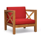 Christopher Knight Home Brava Outdoor Acacia Wood 4 Seater Chat Set with Cushions
