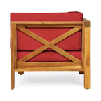 Christopher Knight Home Brava Outdoor Acacia Wood 4 Seater Chat Set with Cushions
