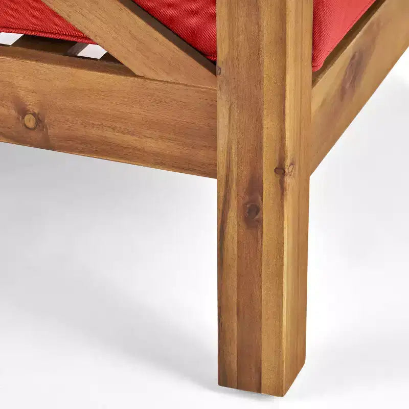 Christopher Knight Home Brava Outdoor Acacia Wood 4 Seater Chat Set with Cushions