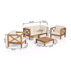 Christopher Knight Home Brava Outdoor Acacia Wood 4 Seater Chat Set with Cushions