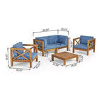 Christopher Knight Home Brava Outdoor Acacia Wood 4 Seater Chat Set with Cushions