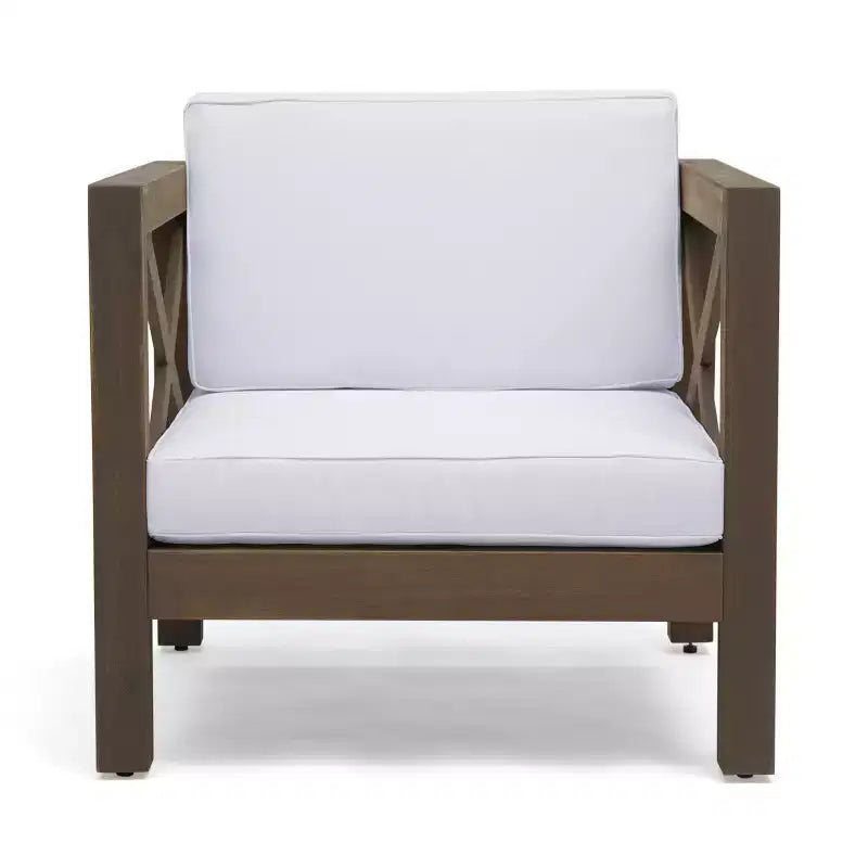Christopher Knight Home Brava Outdoor Acacia Wood 4 Seater Chat Set with Cushions