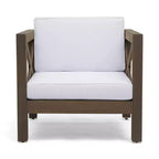 Christopher Knight Home Brava Outdoor Acacia Wood 4 Seater Chat Set with Cushions