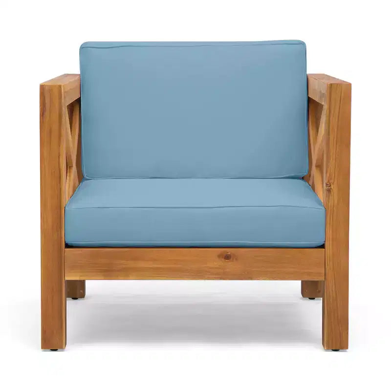 Christopher Knight Home Brava Outdoor Acacia Wood 4 Seater Chat Set with Cushions