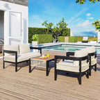 Ensemble de canapés de jardin en fer multi-personnes avec une table, décoration en rotin, imperméable, antirouille, adapté pour le jardin et la pelouse