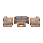 Christopher Knight Home Mads Ensemble de 4 fauteuils d'extérieur en bois d'acacia courbé avec corde tressée