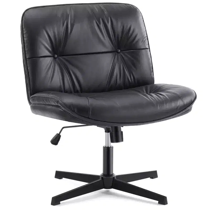 Chaise à assise croisée, Fauteuil de bureau sans accoudoirs à assise large sans roulettes, Pivotant Réglable en hauteur Confortable
