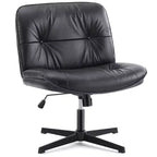 Chaise à assise croisée, Fauteuil de bureau sans accoudoirs à assise large sans roulettes, Pivotant Réglable en hauteur Confortable