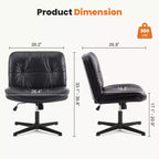 Chaise à assise croisée, Fauteuil de bureau sans accoudoirs à assise large sans roulettes, Pivotant Réglable en hauteur Confortable