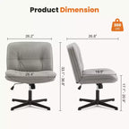 Chaise à assise croisée, Fauteuil de bureau sans accoudoirs à assise large sans roulettes, Pivotant Réglable en hauteur Confortable